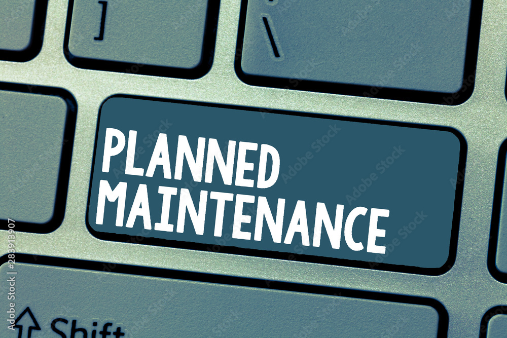 Text sign showing Planned Maintenance. Conceptual photo Check ups to be done Scheduled on a Regular Basis. Text sign showing Planned Maintenance. Conceptual photo Check ups to be done Scheduled on a Regular Basis.