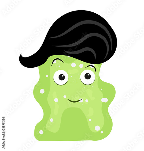 Grünes Cartoon Bakterium mit Haare Illustration