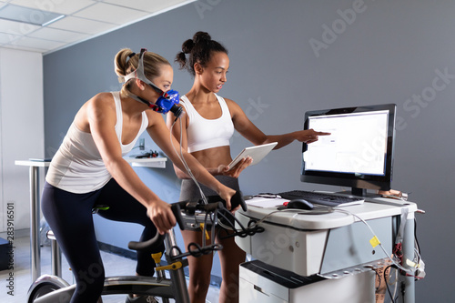 Woman doing a fitness test