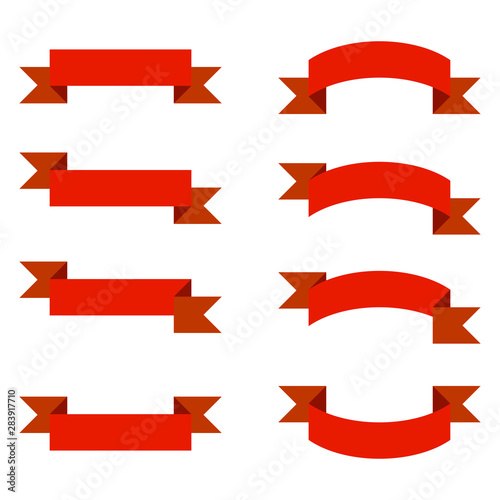 Free Download Red Ribbons Banner Set on White Background. Vector - GFXLoad