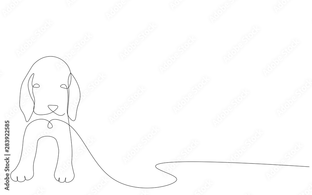 Beagle puppy, cute dog line drawing vector illustration