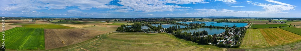 Panoramaaufnahme von oben vom Hessischen Ried/Deutschland