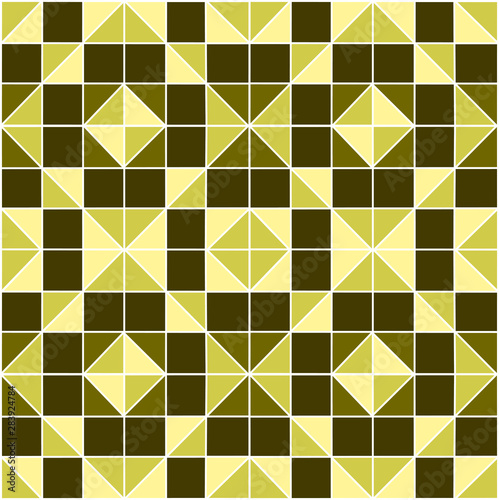 Abstract geometric mosaic background. Background from square and triangles.  Use for finishing fabrics, clothes, business card covers,  paper and bags. Block for creating blankets from parts. 