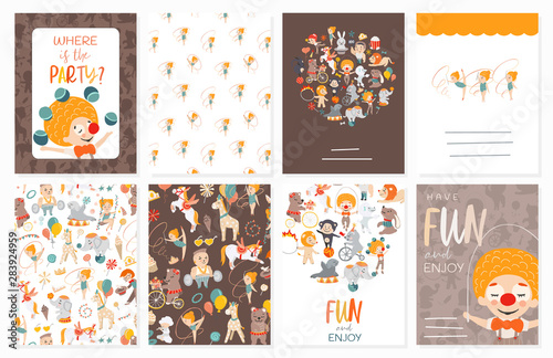 Set of circus banners.