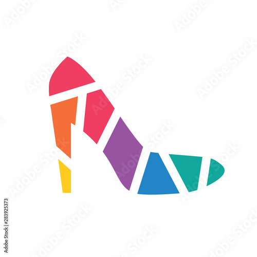 colorful geometric high heels shoes icon- vector illustration