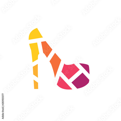 colorful geometric high heels shoes icon- vector illustration