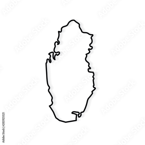 black outline of Qatar map- vector illustration