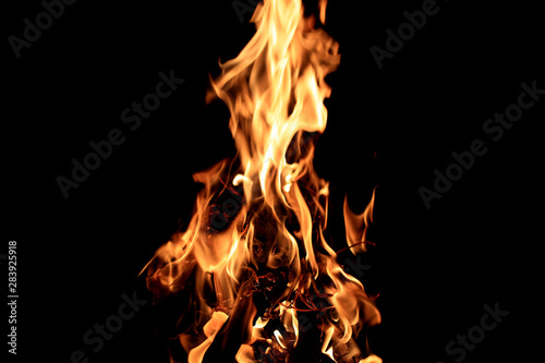 Fire bonfire on a black background,  natural flame © Kristina