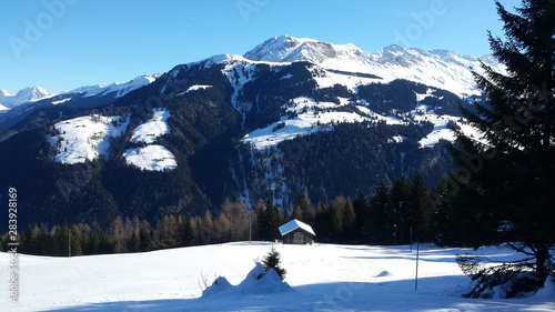 Cottage in the Swiss mountains in winter