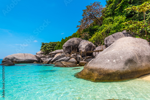 Nangyuan and Koh Tao Islands and beautiful stones near beach, Thailand