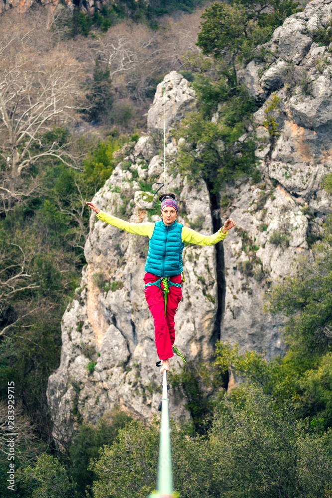 Fototapeta premium Highline in the mountains.