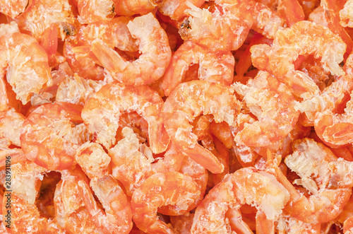 Dried salted prawn texture. photo