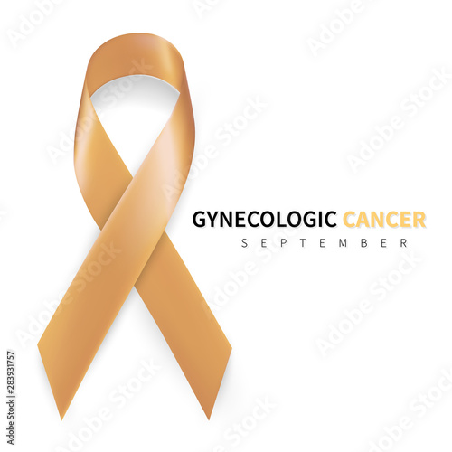 Gynecologic Cancer Awareness Month. Realistic Peach ribbon symbol. Medical Design. Vector illustration