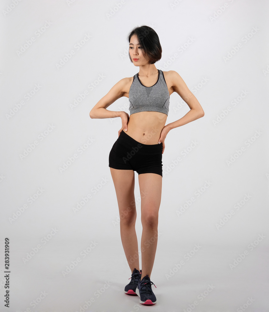 sporty woman in sportswear on white background. healthy sport fitness lifestyle sporty woman in sportswear on white background. healthy sport fitness lifestyle