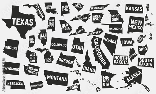 Set of 50 United States icons. United States of America icons isolated on white background. Vector illustration