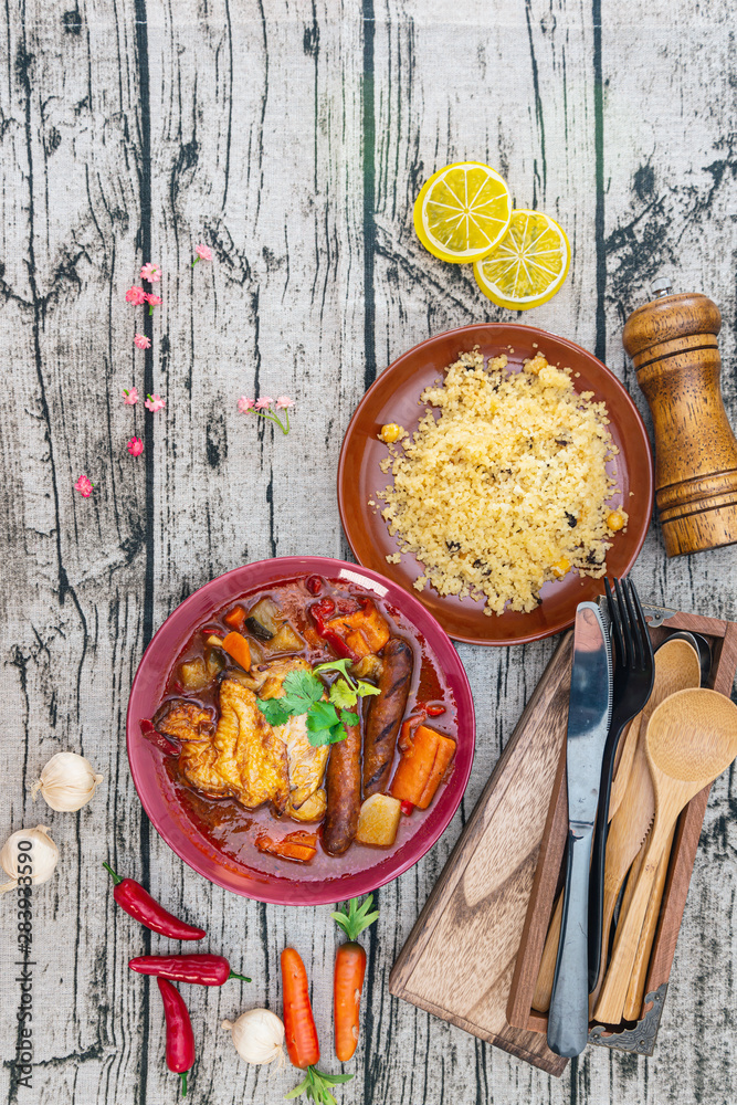traditional moroccan dish couscous Chicken traditional moroccan dish couscous Chicken