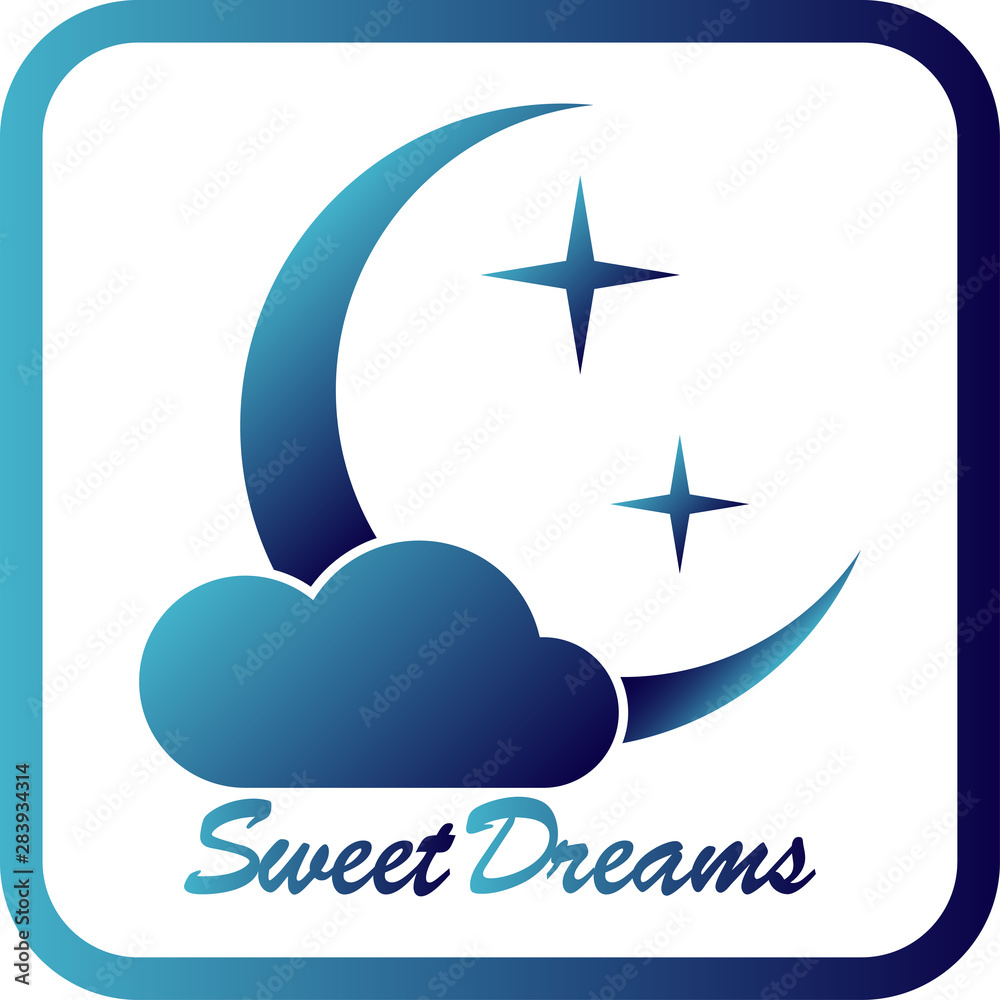 PrintIllustration of the moon, stars and cloud. Sleep time vector icon.