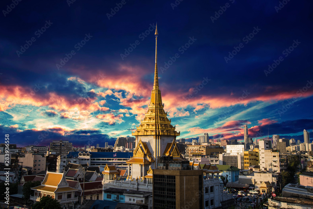Golden buddha temple in Bangkok in Thailand