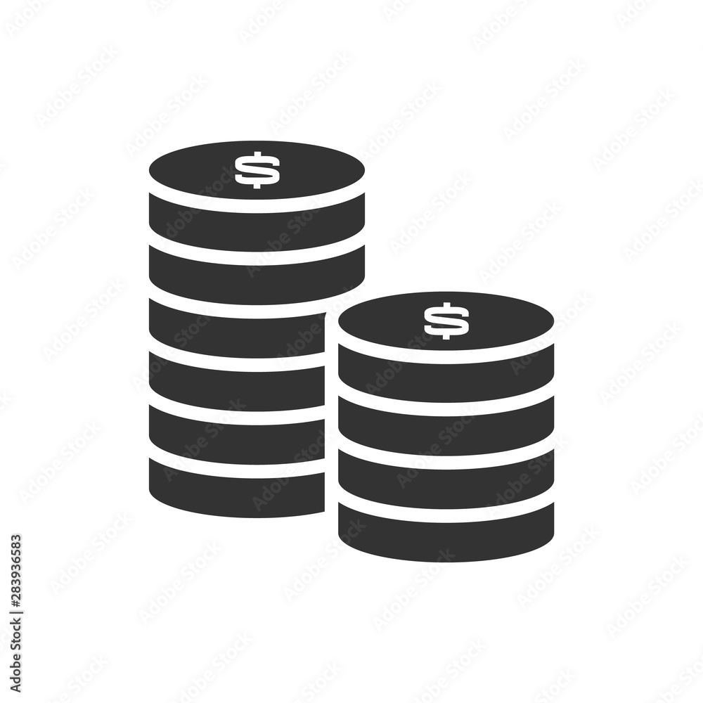 Stack of coins icon on white background Stack of coins icon on white background