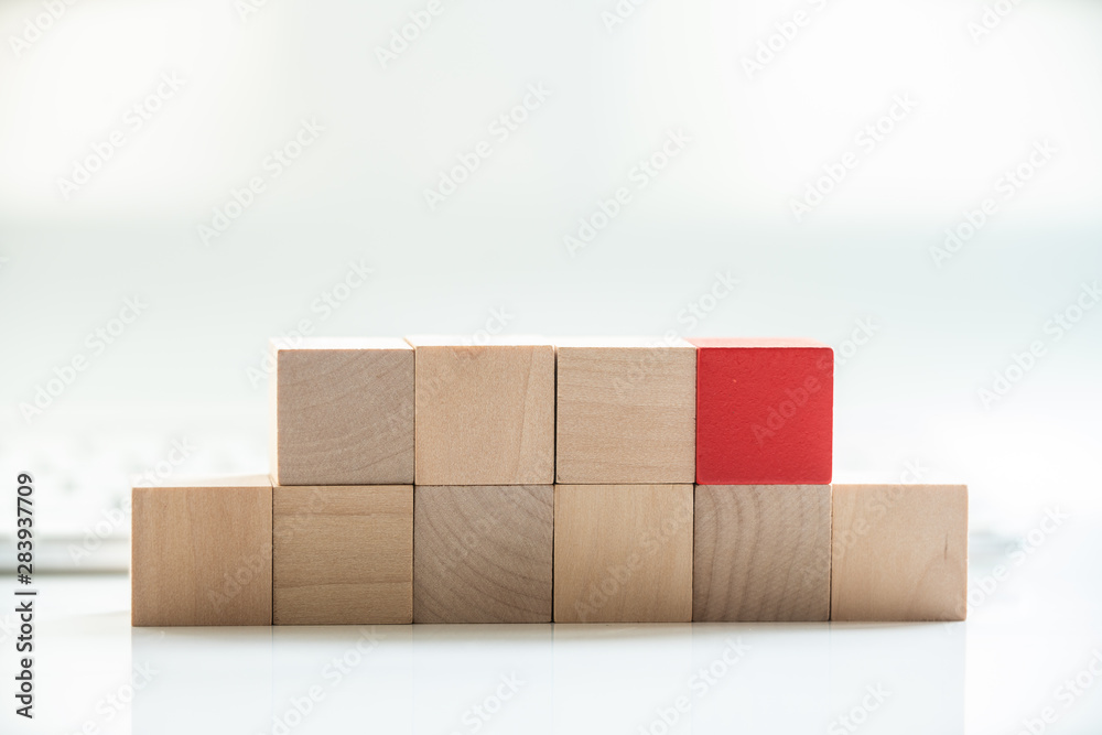 Obraz premium Building Blocks on table with white background