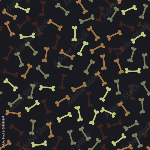 Bones Mix On Brown Background Seamless Pattern