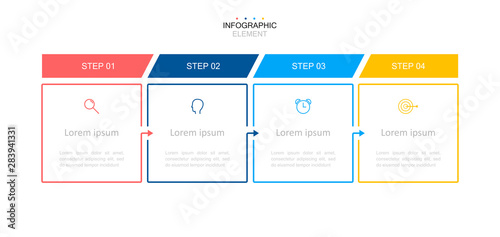 Infographic design template.Business process with 4 steps. Vector thin line elements for presentation