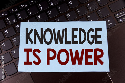 Text sign showing Knowledge Is Power. Conceptual photo learning will give you advantage over others written Sticky Note Paper placed the Laptop.