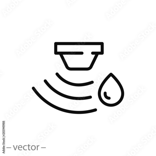 rain or water sensor icon, weather detector, thin line symbol on white background - editable stroke vector illustration eps 10
