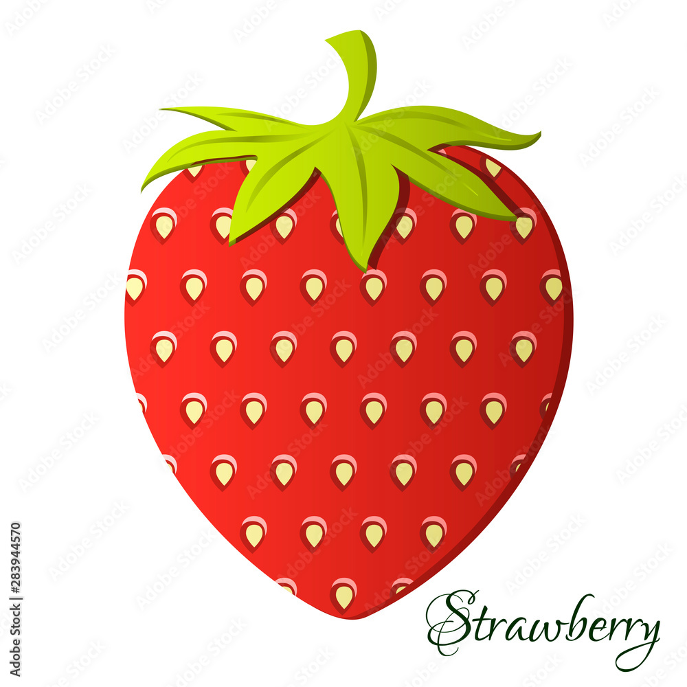 Strawberry flat in cartoon style. Red strawberry icon. Vector illustration. Strawberry flat in cartoon style. Red strawberry icon. Vector illustration.
