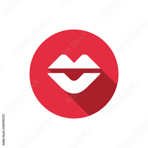Lips logo icon design. Circle concept web button - Vector