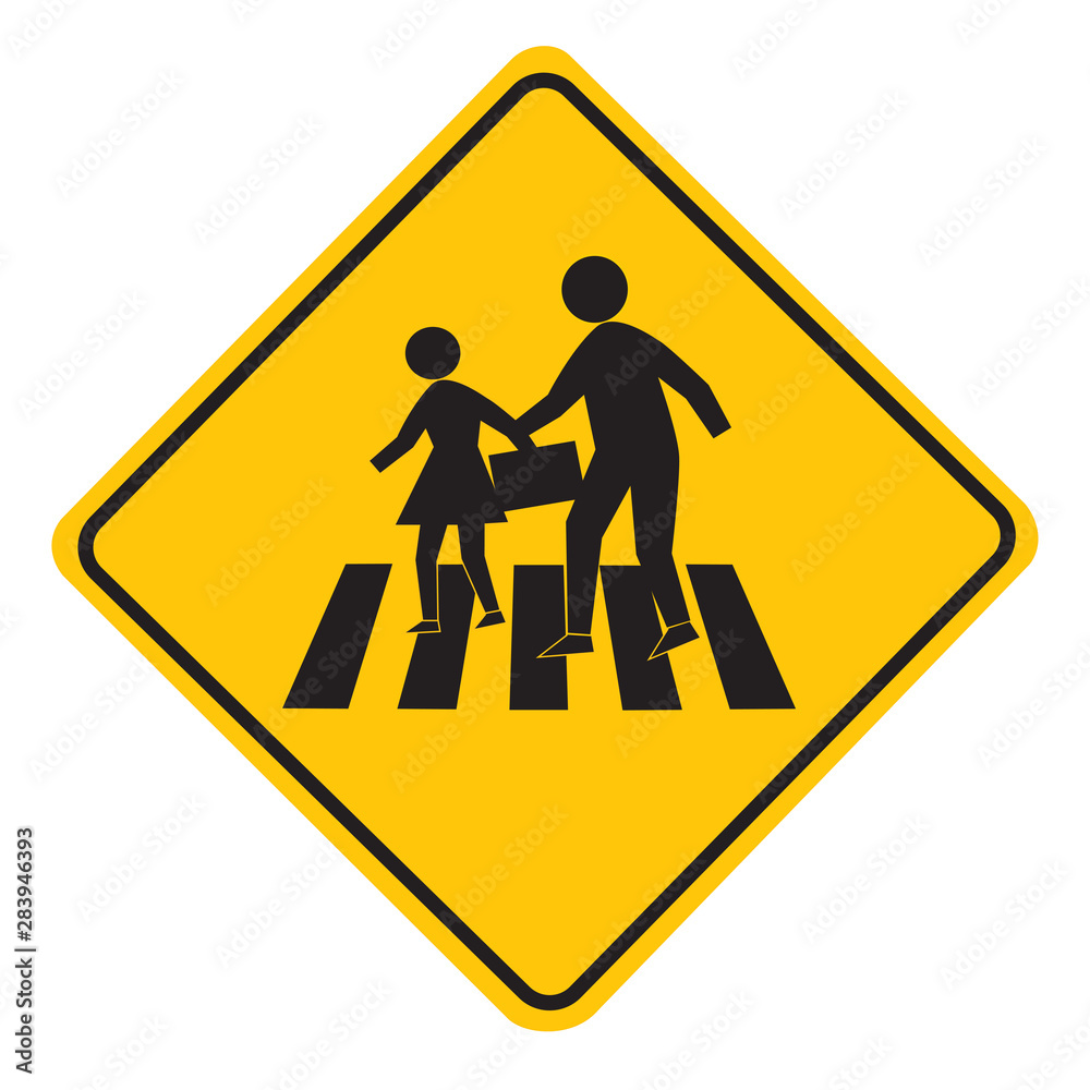 Caution School Crossing Sign. Caution School Crossing Sign.