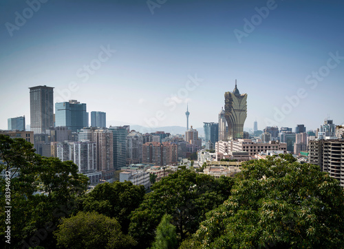 urban skyline view with tower blocks in central macau city