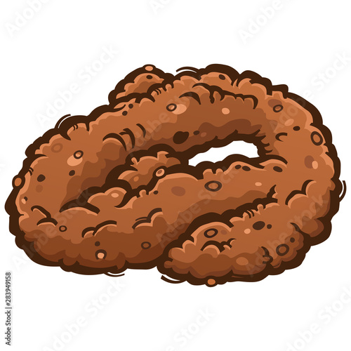 A smelly pile of coiled up animal poop lying on the ground ready for somebody to step in