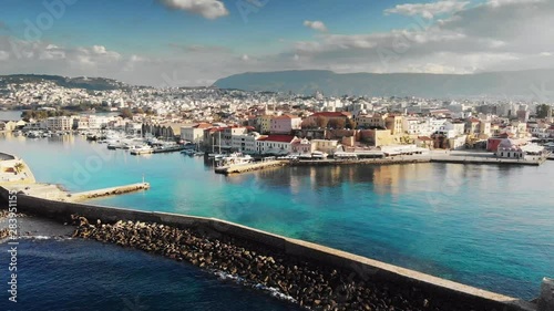 Lighthouse and port of Chania city