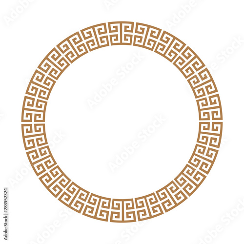 Greek key round frame. Greek border. Vector