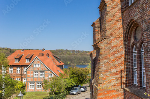 Dom church and a half timbered house in Ratzeburg, Germany