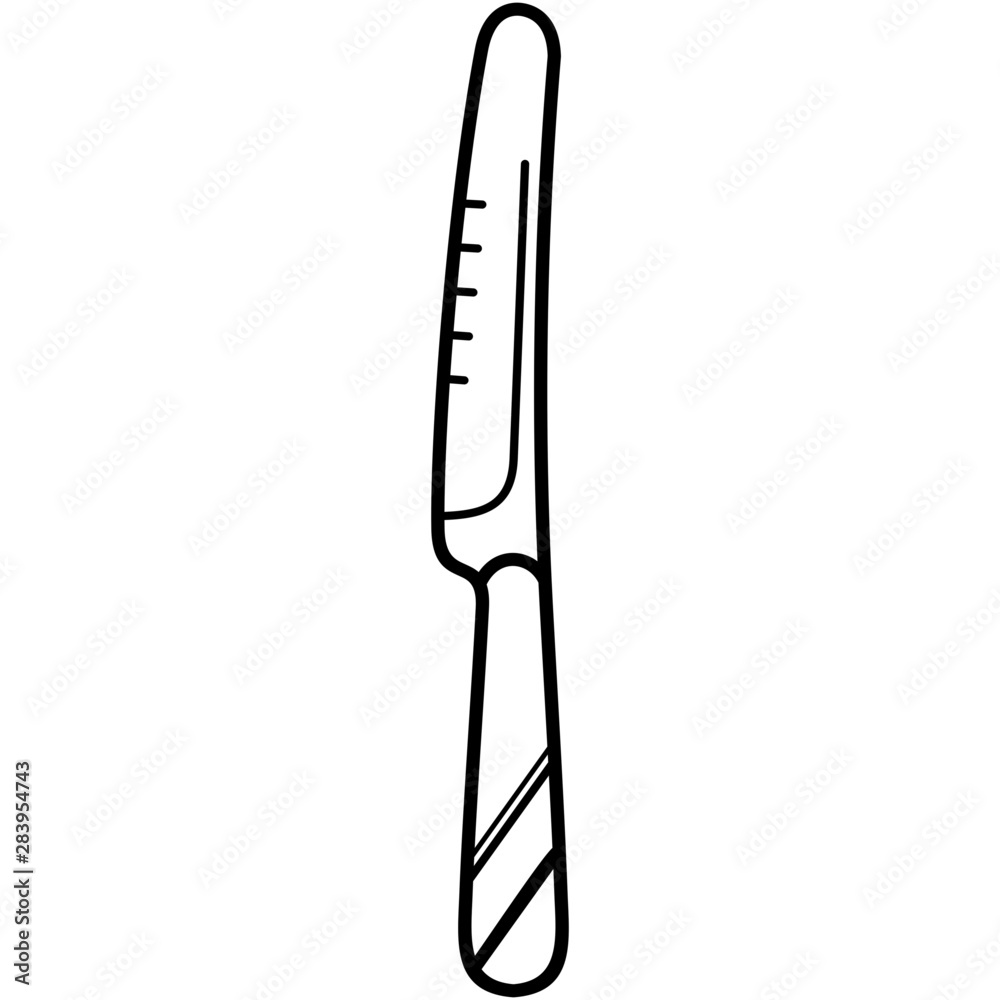 Silver knife icon in outline style