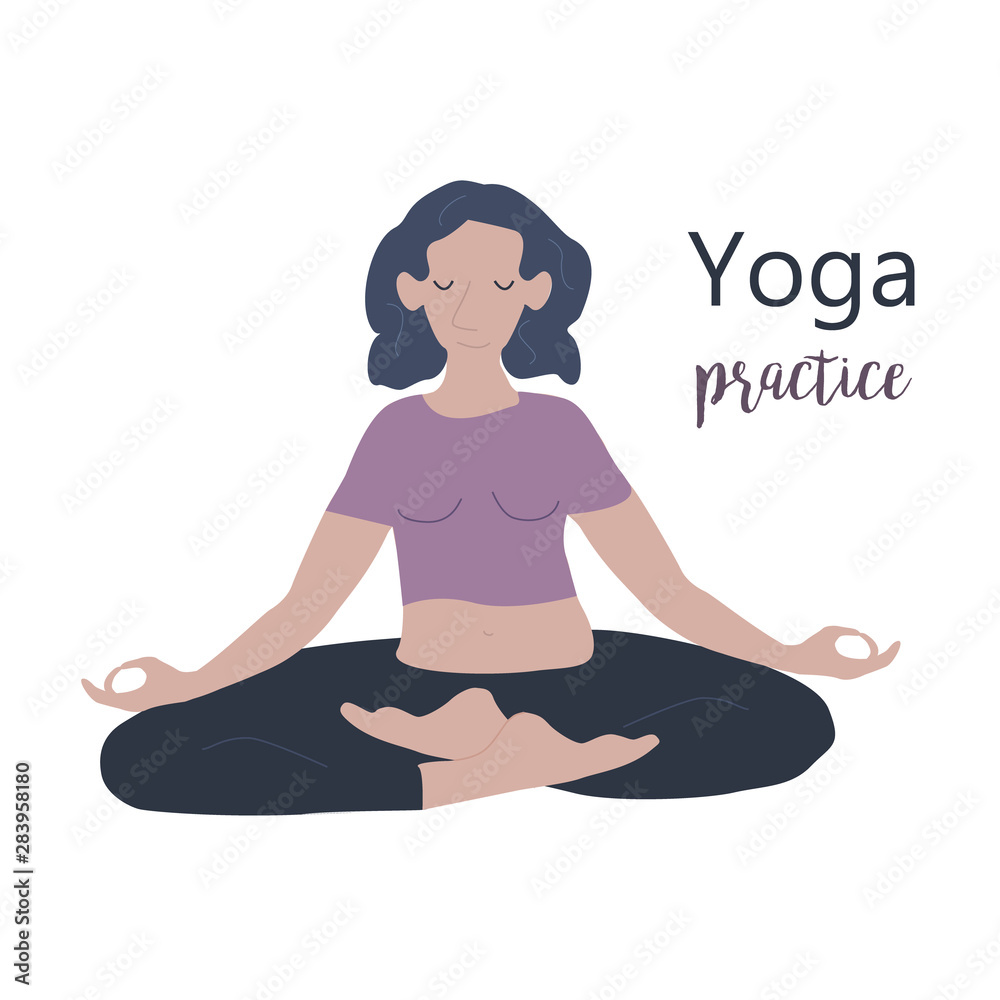 Yoga girl in lotus pose vector illustration. Young women doing yoga, meditation and asana. Different poses of yoga, exercises for healthy lifestyle. Slim healthy lifestyle girls. Workout at home. Yoga girl in lotus pose vector illustration. Young women doing yoga, meditation and asana. Different poses of yoga, exercises for healthy lifestyle. Slim healthy lifestyle girls. Workout at home.