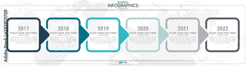 nfographic business horizontal timeline steps process chart template. Vector modern banner used for presentation and workflow layout diagram, web design. Abstract elements of graph options.