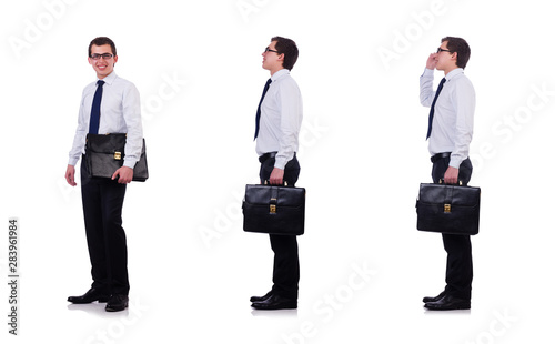 Handsome businessman isolated on the white