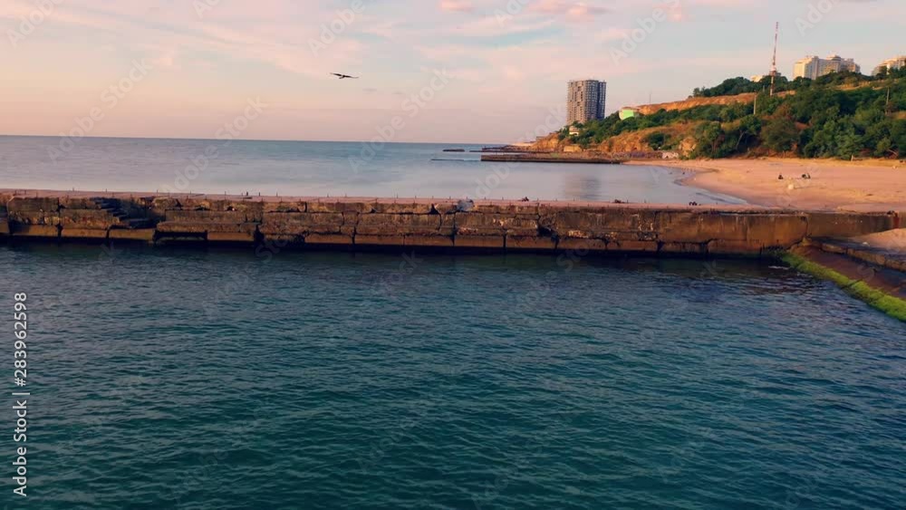 Coastal aerial drone sunset view in 4k Coastal aerial drone sunset view in 4k
