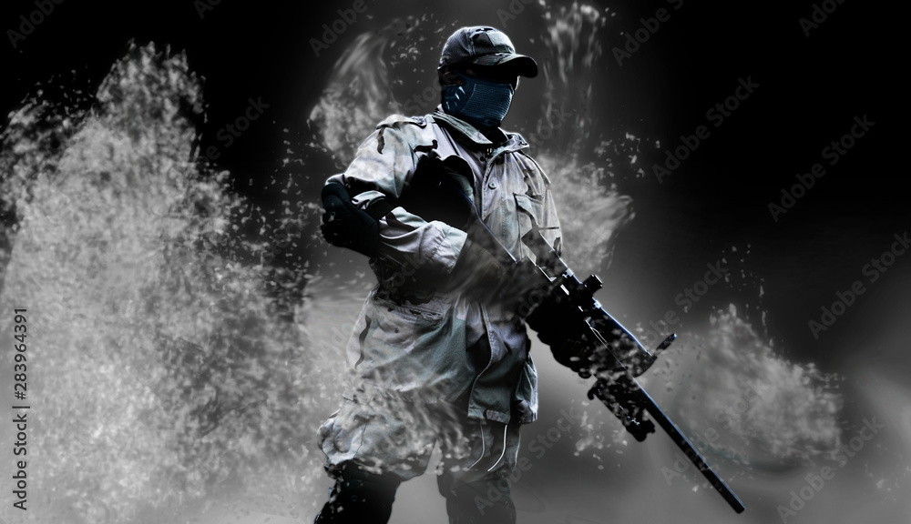 Fototapeta premium Sniper in smoke