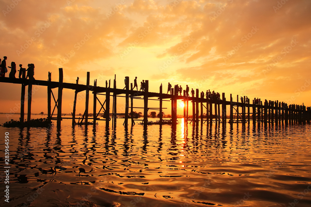 Sunset at the the longest teak wood bridge Sunset at the the longest teak wood bridge