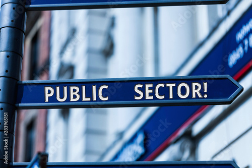 Word writing text Public Sector. Business photo showcasing the part of an economy that is controlled by the state photo