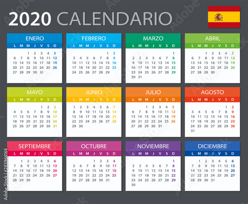 2020 Calendar Spanish - vector illustration