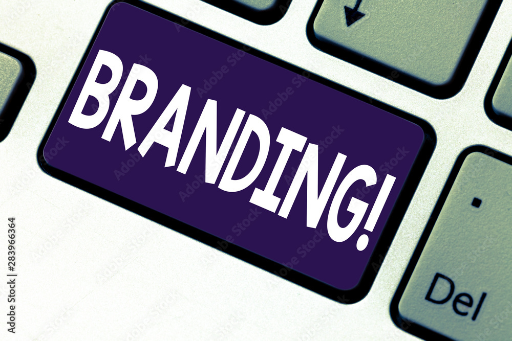 Handwriting text writing Branding. Concept meaning Creating a unique identity for startup agencies Keyboard key Intention to create computer message pressing keypad idea