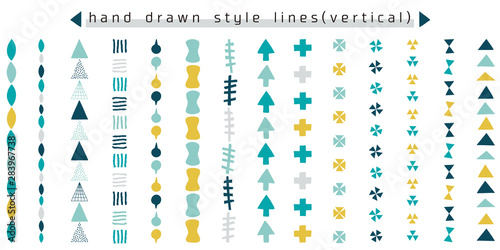 手描き風の飾り罫のセット（タテ）