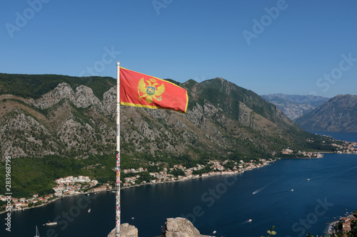 Montenegro - Kotor - View & Flag