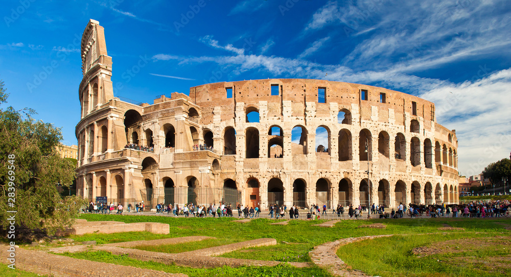 Panoramic view of the amphitheater of Colosseum