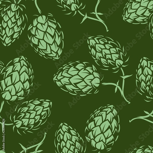 Vintage brewing green seamless pattern